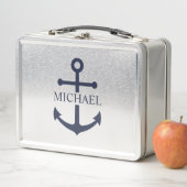 Lunch Box Ancre bleue marine Nom personnalisé (En situation)