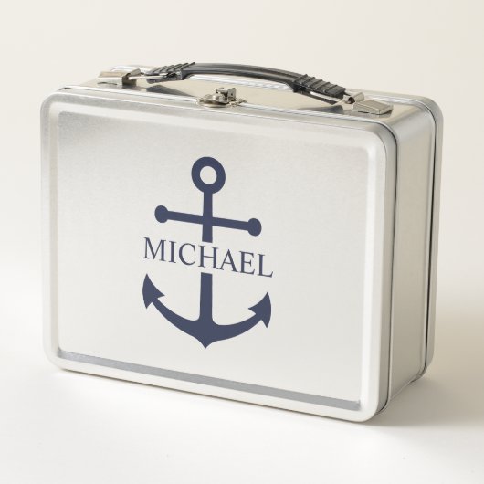Lunch Box Ancre bleue marine Nom personnalisé (Devant)