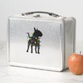 Lunch Box Anglais Bull Terrier Dog lumières de Noël (En situation)