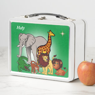 Lunch Box Animaux de jungle mignons et étoile sur fond vert