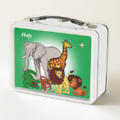 Lunch Box Animaux de jungle mignons et étoile sur fond vert (Dos)