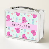 Lunch Box Animaux de mer, poulpe, méduse, Coeurs, Votre nom (Dos)