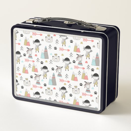 Lunch Box Animaux mignons de région boisée et motif indien (Dos)