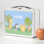 Lunch Box Animaux sauvages mignons Giraffe Zebra Lion Singe (En situation)