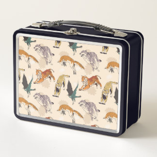 Lunch Box Animaux tirés à la main dans le croquis rétrospect