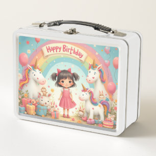 Lunch Box Anniversaire de fille avec licornes et arc-en-ciel