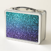 Lunch Box Aqua blue Ombre fausse parties scintillant scintil (Dos)