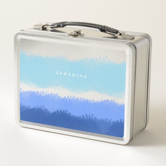 Lunch Box Aquarelle Abstraite moderne tons bleus (Devant)