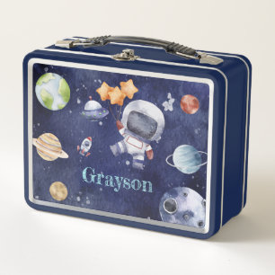 Lunch Box Aquarelle Astronaut Galaxie Planète Enfants