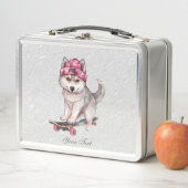 Lunch Box Aquarelle Boite de déjeuner en métal Husky Sibérie (En situation)