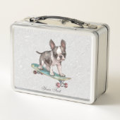 Lunch Box Aquarelle Boston Terrier Boîte à déjeuner métalliq (Dos)