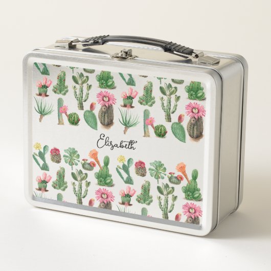 Lunch Box Aquarelle colorée Cactus et succulents Fleurs (Devant)