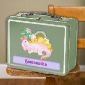 Lunch Box Aquarelle Cute Dinosaure rose avec Bow