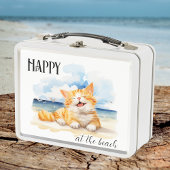 Lunch Box Aquarelle Cute Kitten à la plage