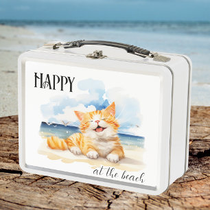 Lunch Box Aquarelle Cute Kitten à la plage