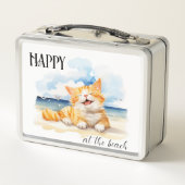 Lunch Box Aquarelle Cute Kitten à la plage (Dos)