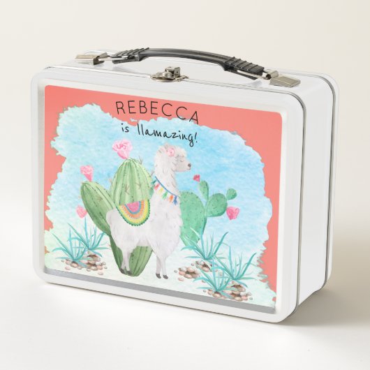 Lunch Box Aquarelle Cute personnalisée Llama (Devant)