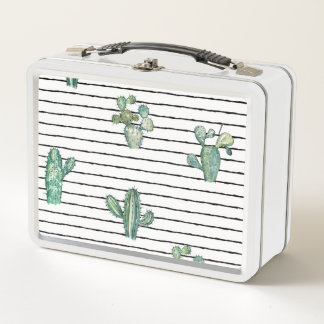 Lunch Box Aquarelle de Cactus : Dessin de stylo Vintage.