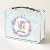 Lunch Box Aquarelle Fée avec des fleurs violettes, bleues et (Dos)