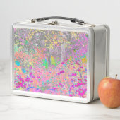 Lunch Box Aquarelle Jardin lever de soleil avec fleurs viole (En situation)