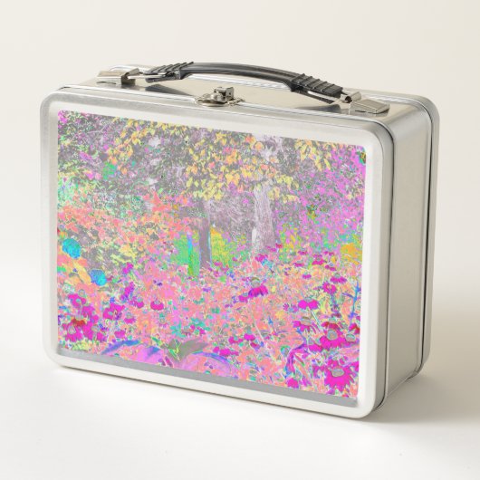 Lunch Box Aquarelle Jardin lever de soleil avec fleurs viole (Devant)