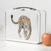 Lunch Box aquarelle léopard jungle chat animal peint vert (En situation)