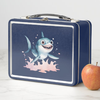 Lunch Box Aquarelle main tiré mignon jouant bébé requin