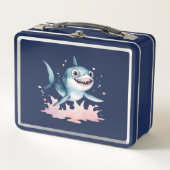 Lunch Box Aquarelle main tiré mignon jouant bébé requin (Devant)