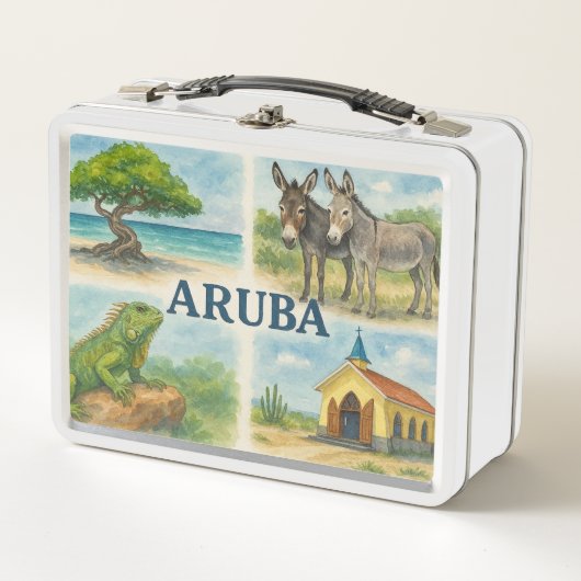 Lunch Box Aquarelle multivue d'Aruba (Devant)