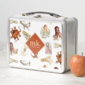 Lunch Box Aquarelle Octopus Océan Animaux Motif Monogramme (En situation)