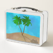 Lunch Box Aquarelle Palm Tree Beach Scene Collage (Devant)