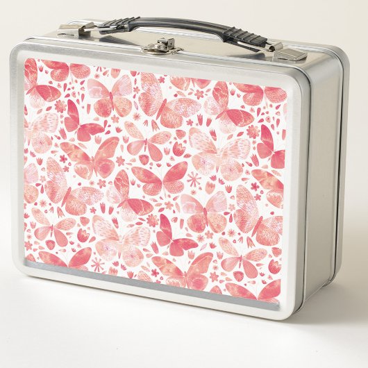 Lunch Box Aquarelle Papillon Motif rose