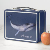 Lunch Box Aquarelle personnalisée Baleine bleue (En situation)