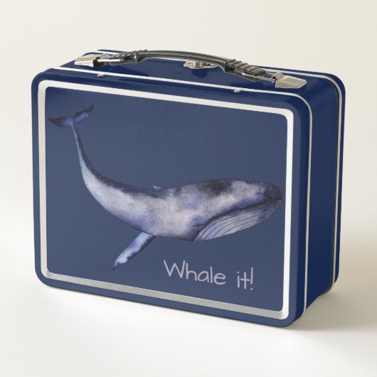 Lunch Box Aquarelle personnalisée Baleine bleue (Dos)
