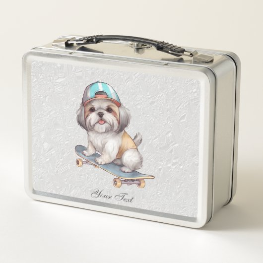 Lunch Box Aquarelle Shih Tzu Boîte à lunch en métal (Dos)