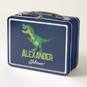Lunch Box Aquarelle T-rex Dinosaure avec nom enfant personna (Devant)