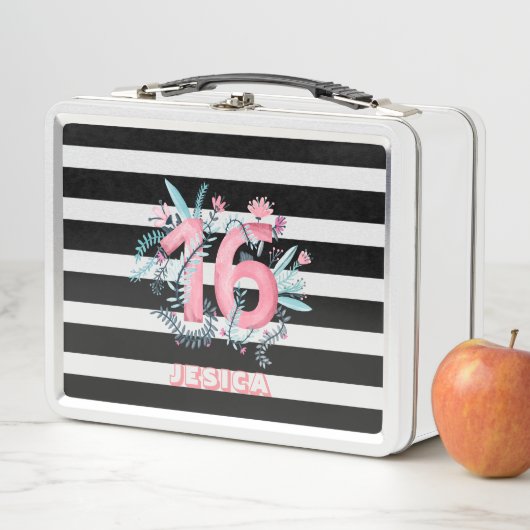 Lunch Box Aquarelles Fleurs Et Numéros (En situation)