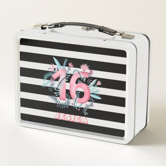 Lunch Box Aquarelles Fleurs Et Numéros (Dos)