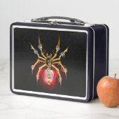 Lunch Box Araignée steampunk sur fond noir (En situation)