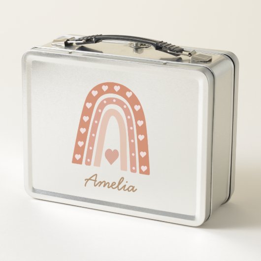 Lunch Box Arc-en-ciel Earthy Boho avec les coeurs Personnali (Dos)