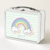 Lunch Box Arc-en-ciel mignon - Mint Green Stried Kids (Devant)