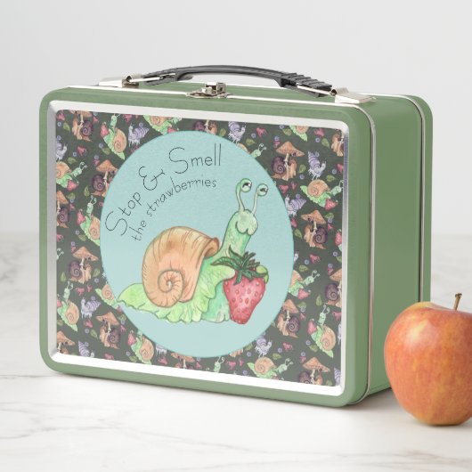 Lunch Box Arrêtez et sentez le Motif de l'escargot des frais (En situation)