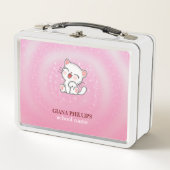 Lunch Box Arrière - plan blanc rose chat (Devant)