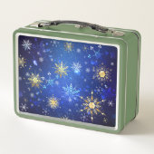 Lunch Box Arrière - plan Bleu XMAS avec des flocons de neige (Dos)