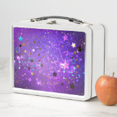 Lunch Box Arrière - plan de feuille violet avec étoiles (En situation)