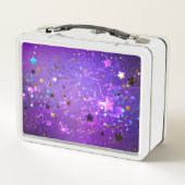 Lunch Box Arrière - plan de feuille violet avec étoiles (Dos)