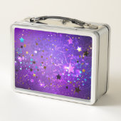 Lunch Box Arrière - plan de feuille violet avec étoiles (Dos)