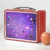 Lunch Box Arrière - plan de feuille violet avec étoiles (En situation)