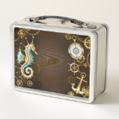 Lunch Box Arrière - plan en bois avec cheval de mer mécaniqu (Dos)