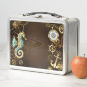 Lunch Box Arrière - plan en bois avec cheval de mer mécaniqu (En situation)